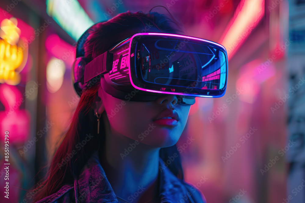 Woman in Virtual Reality World