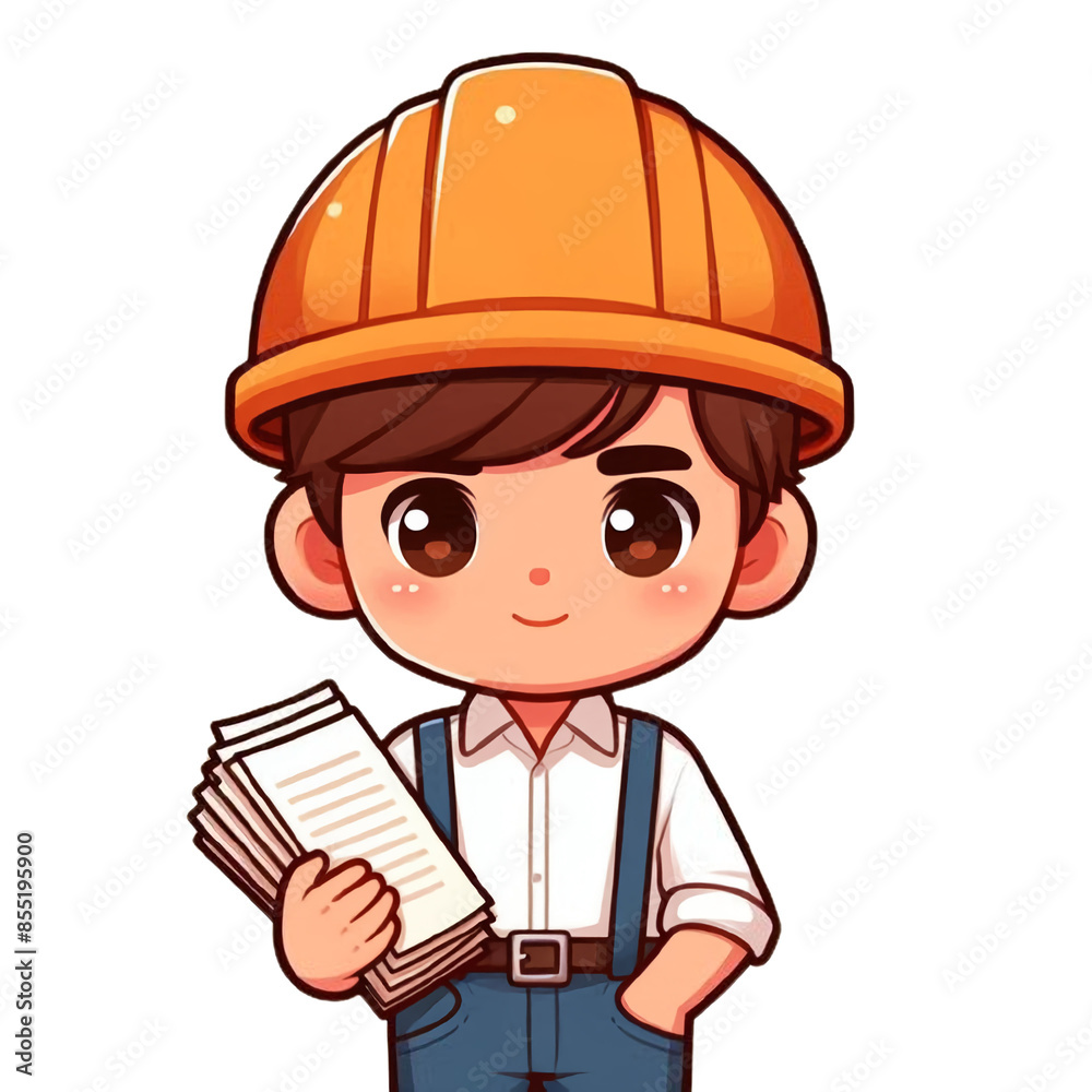 Illustration of a cute boy in a construction helmet. Illustration of a cute boy in a construction helmet.