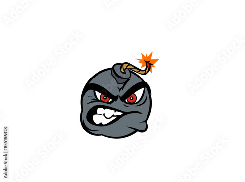 Vector illustration of a cartoon bombshell with red eyes and white teeth