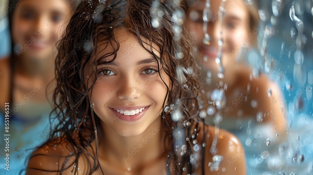 Obraz premium happy children enjoy summer and swim in the pool