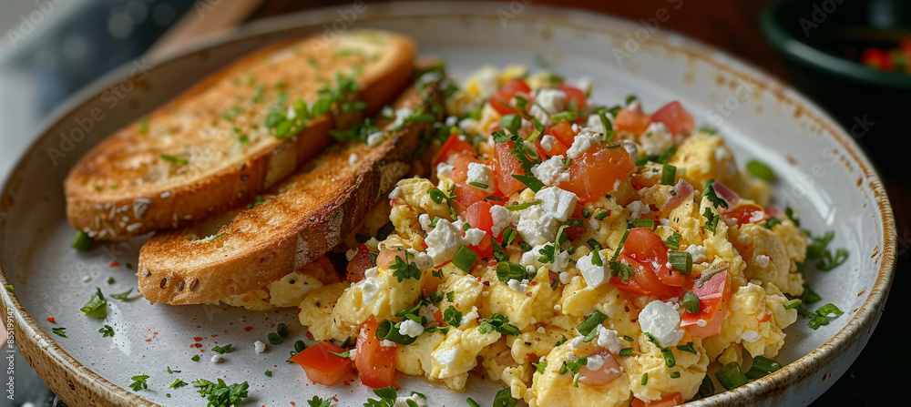 Scrambled Eggs with Peppers and Feta Cheese Scrambled Eggs with Peppers and Feta Cheese