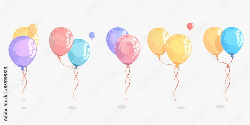 A cluster of colorful balloons floating in the air, great for celebration or party scenes A cluster of colorful balloons floating in the air, great for celebration or party scenes