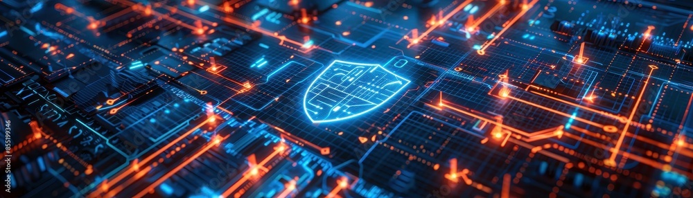 cybersecurity with a visually compelling depiction featuring a digital shield emblem cybersecurity with a visually compelling depiction featuring a digital shield emblem