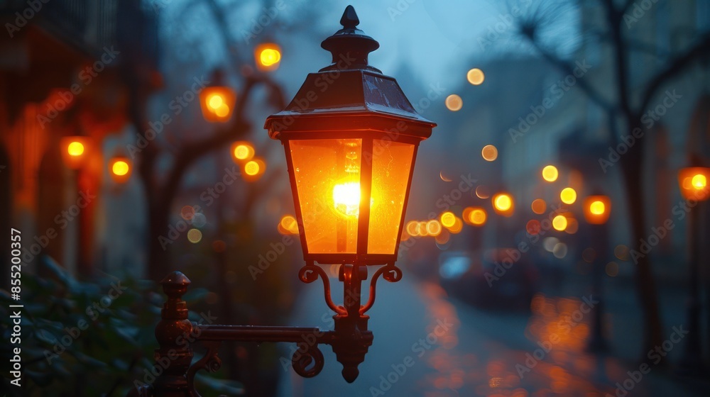 Streetlight Illuminating a City Night Streetlight Illuminating a City Night
