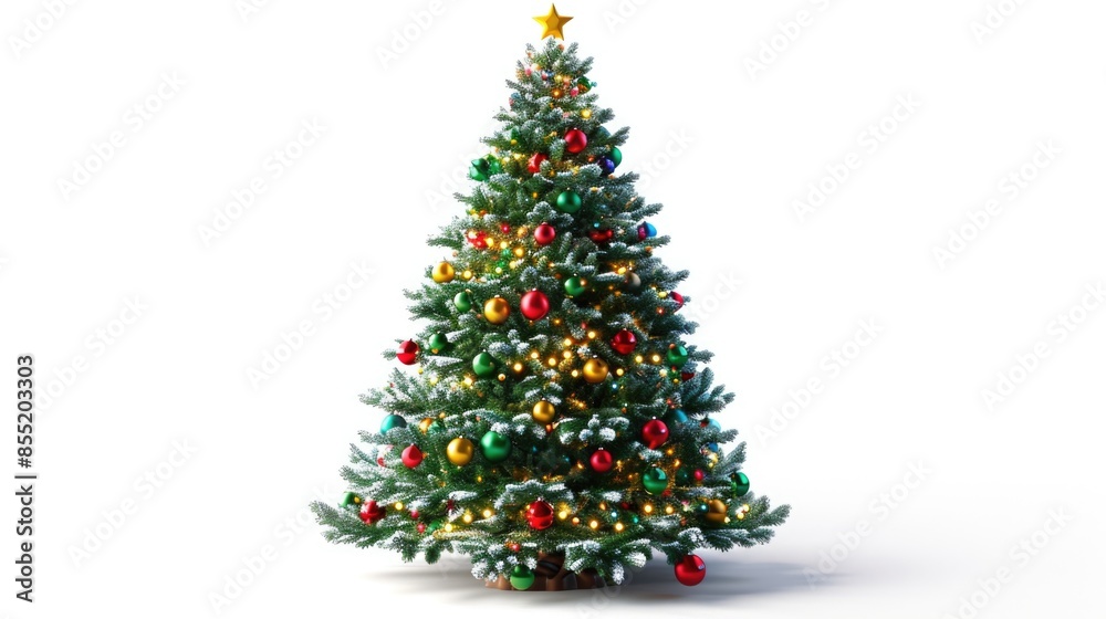 A festive Christmas tree with a shining star on top A festive Christmas tree with a shining star on top