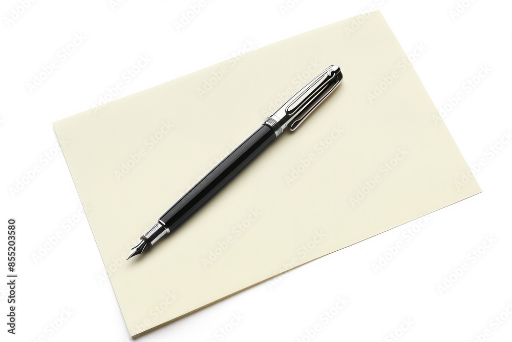 piece of paper and black pen on white background piece of paper and black pen on white background