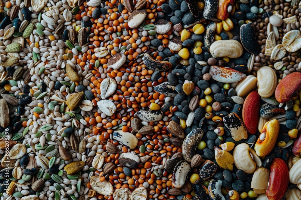 Naklejka premium Variety of seeds and nuts in a bowl