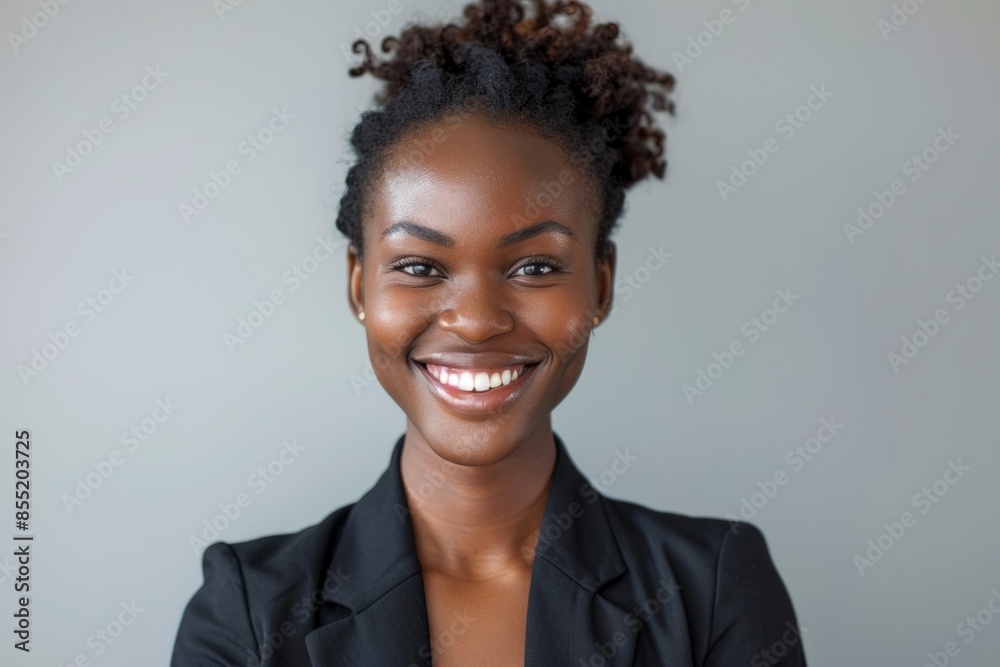 Happy black female manager in business suit Happy black female manager in business suit