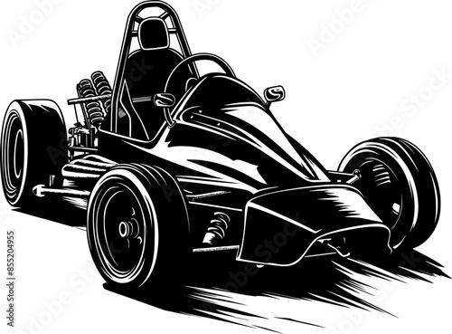 GO Cart car black vector icon, isometric view isolated on a transparent background.