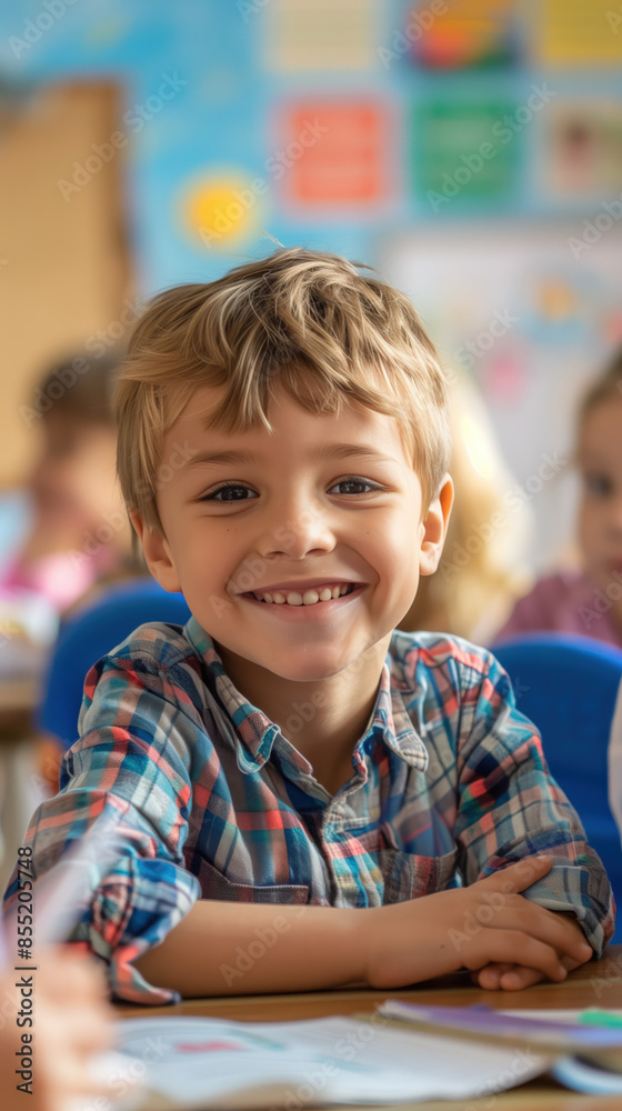 little boy smiling in class little boy smiling in class