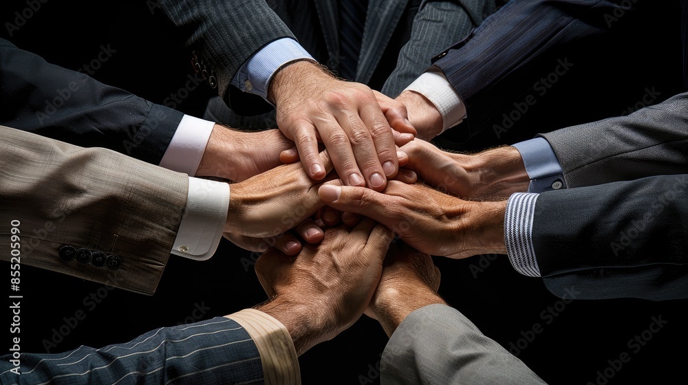 Close up top view of diverse businesspeople stack hands motivated for shared business success at briefing, multiracial colleagues engaged in teambuilding activity show unity support at office meeting Close up top view of diverse businesspeople stack hands motivated for shared business success at briefing, multiracial colleagues engaged in teambuilding activity show unity support at office meeting