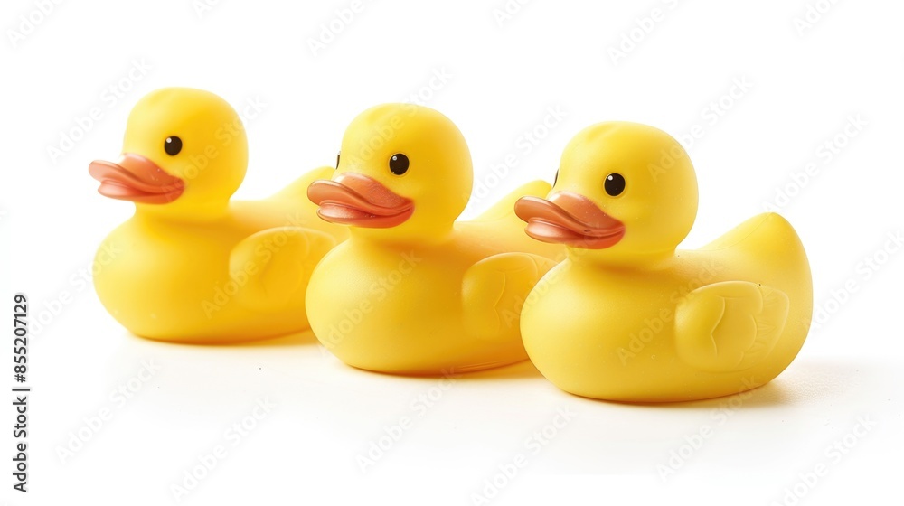 Yellow rubber ducks sitting together, useful for illustrations or designs Yellow rubber ducks sitting together, useful for illustrations or designs
