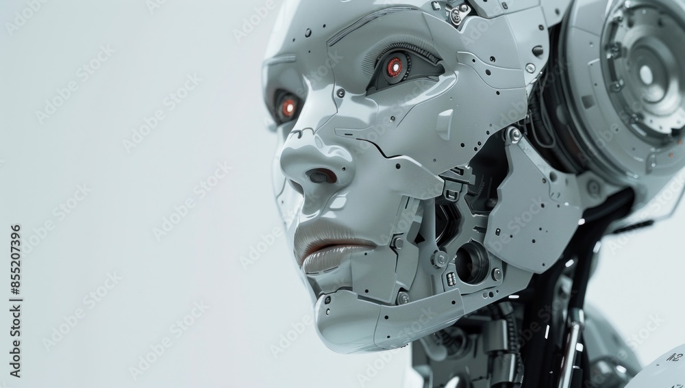 Focus on the intricate details of the robot's design, highlighting its advanced technology. Focus on the intricate details of the robot's design, highlighting its advanced technology.