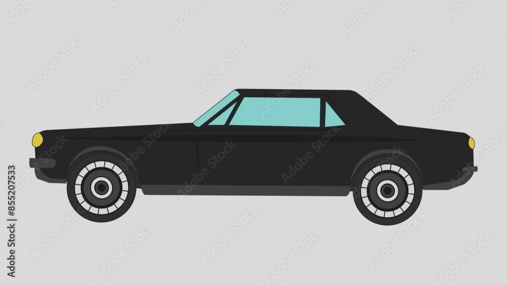 animated black car moving isolated on green background animated black car moving isolated on green background