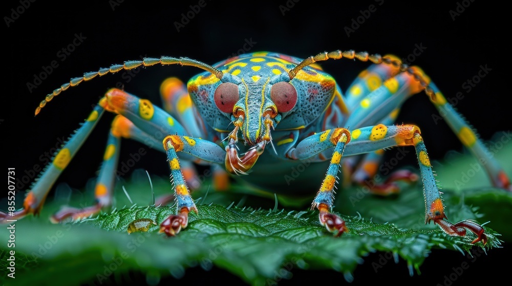Vibrant Beetle on a Green Leaf Vibrant Beetle on a Green Leaf
