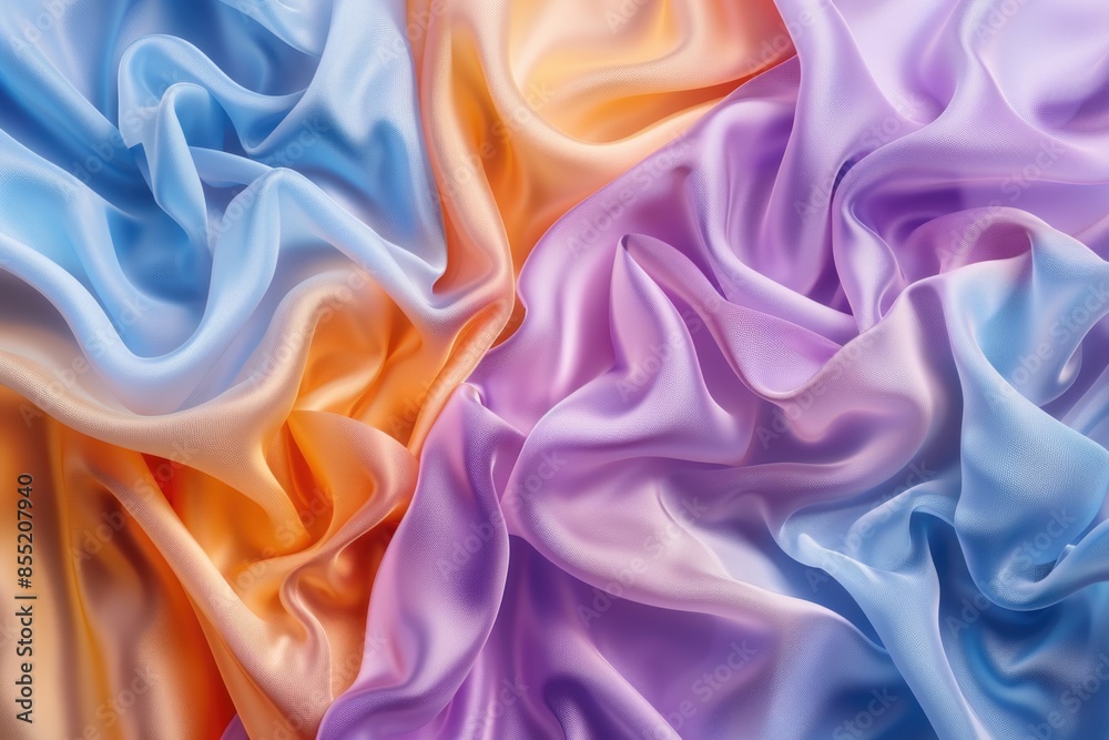 Fototapeta premium Two different colored fabrics, patterned and textured, in a close-up shot