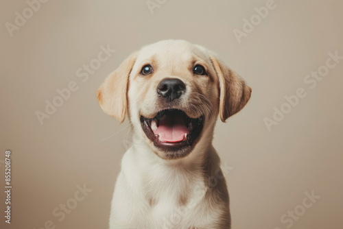 A happy dog with its mouth open and tongue hanging out © Formoney