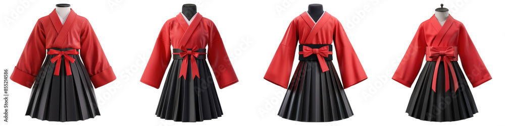 Set of Japanese School Uniform isolated on transparent png background illustration. Generative ai Set of Japanese School Uniform isolated on transparent png background illustration. Generative ai