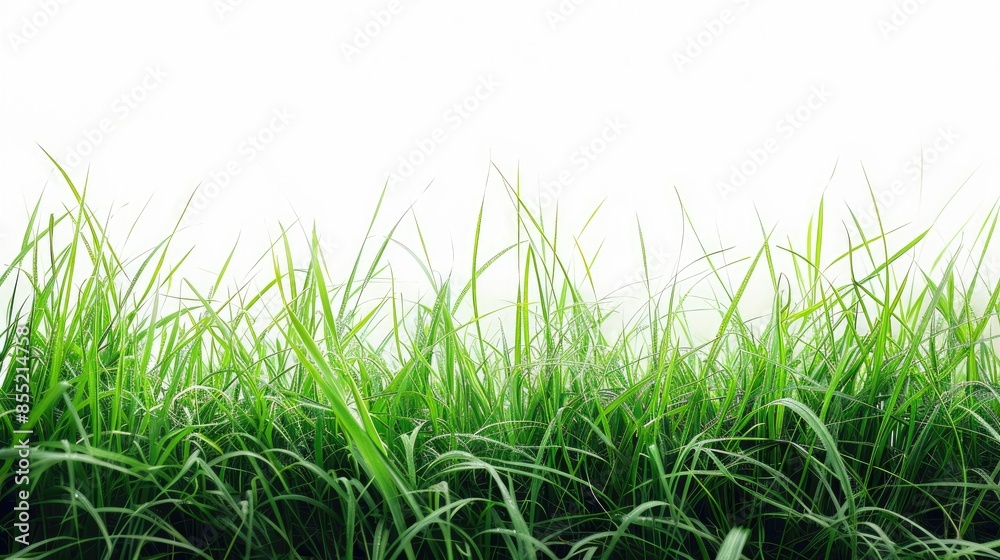 Fototapeta premium Isolated Green Grass on White Background with Copy Space
