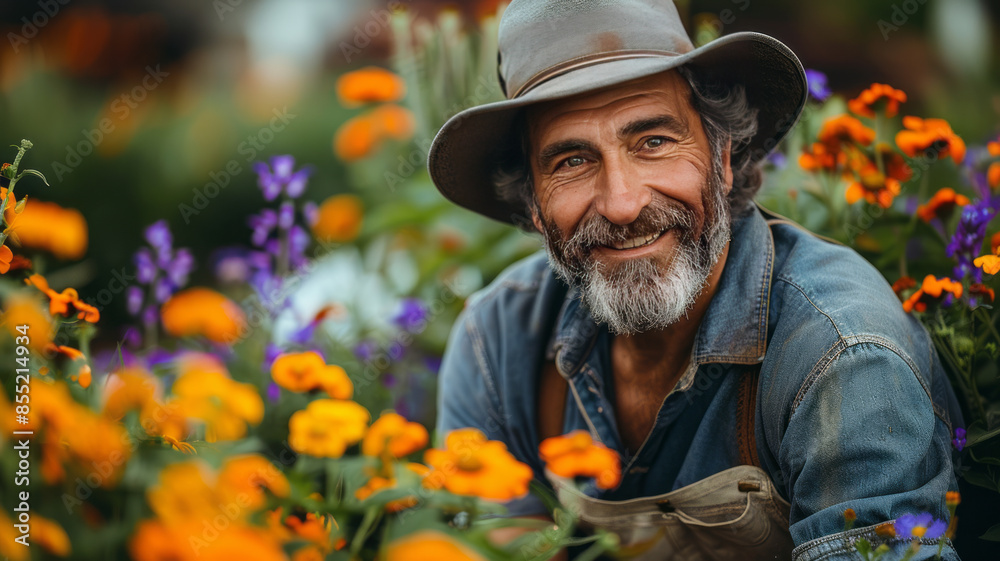 a professional gardener working completely satisfied in his carpentry.generative ai a professional gardener working completely satisfied in his carpentry.generative ai