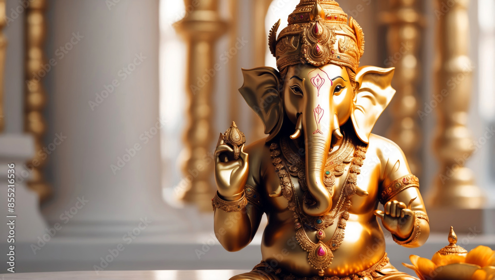 Obraz premium A golden statue of the god Ganesha