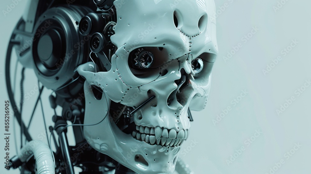 Skull robot cyberpunk steel head technological cybernetic artificial intelligence Background wallpaper AI generated image Skull robot cyberpunk steel head technological cybernetic artificial intelligence Background wallpaper AI generated image