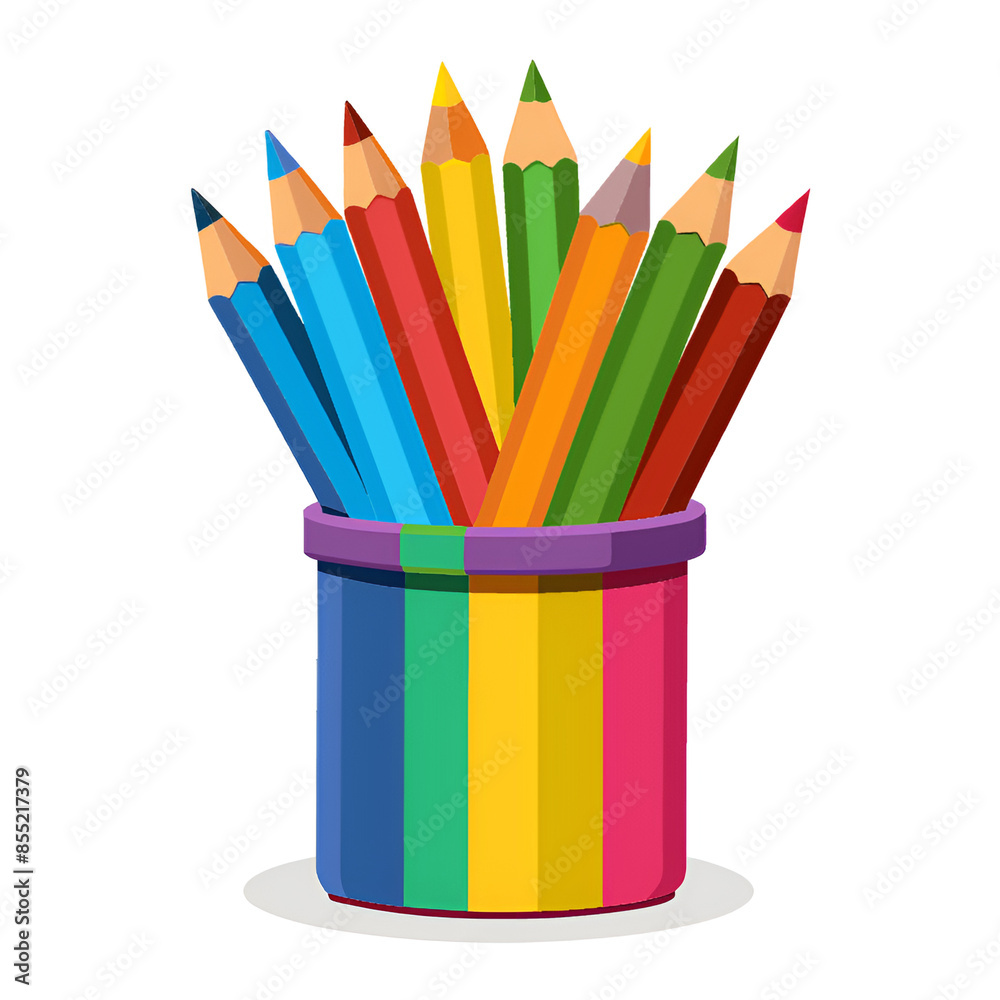 Fototapeta premium colored pencils with rainbow colors