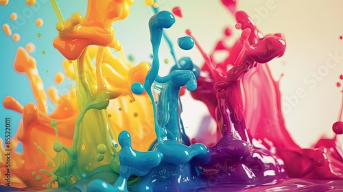 Colorful ink splashes in abstract formation