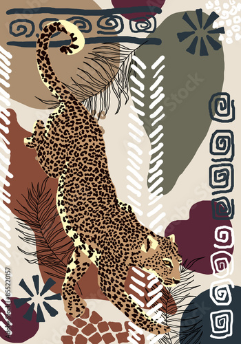 Abstract African Background. Leopard Poster photo