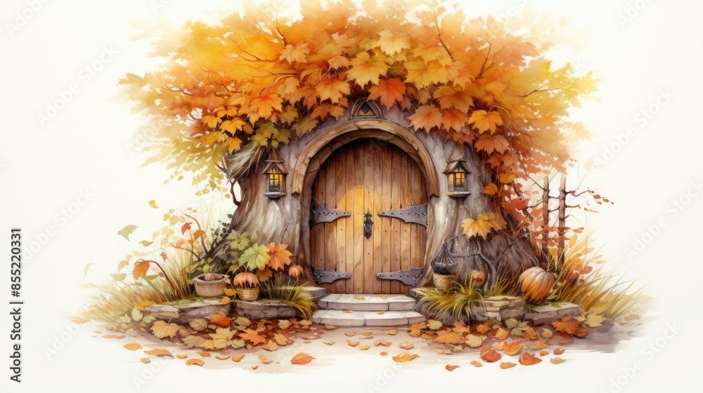 Fototapeta premium A beautiful autumn door 