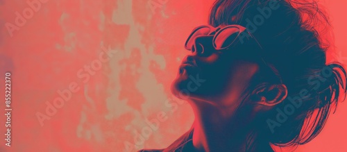 Mystic Hues of Contemplation, Silhouette Dreamscape in Crimson