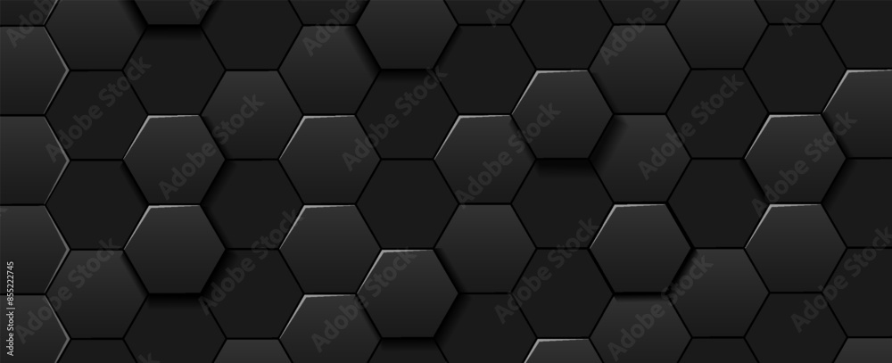 Abstract luxury dark hexagon shape background. Simple hexagonal geometric pattern metal texture design. Luxurious and elegant geometric elements with space for your text. vector Abstract luxury dark hexagon shape background. Simple hexagonal geometric pattern metal texture design. Luxurious and elegant geometric elements with space for your text. vector