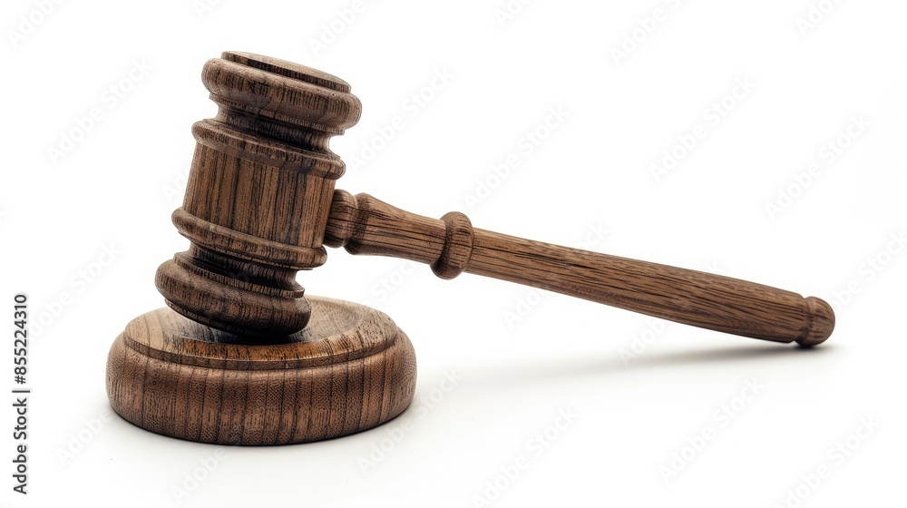 Isolated wooden gavel on a white background tiny hammer