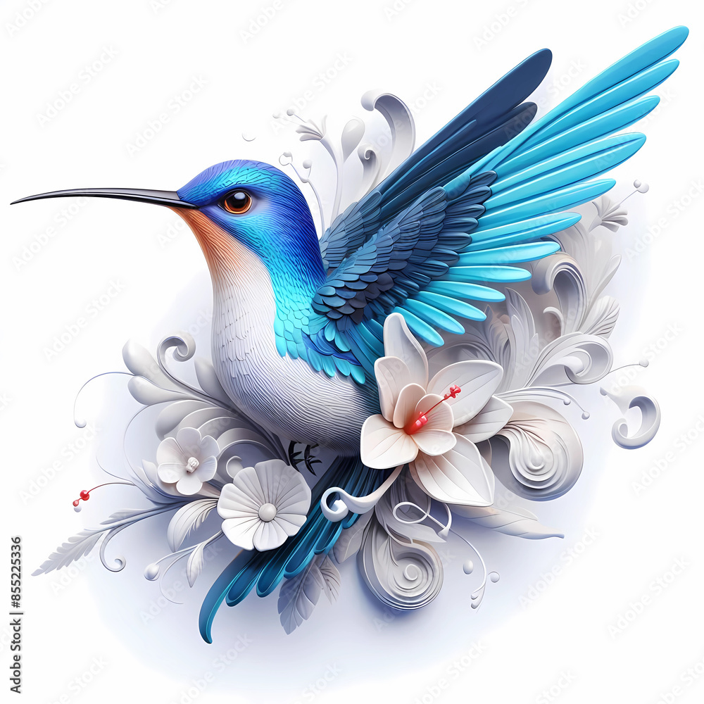 Fototapeta premium 3d type of elegant real-life hummingbird 3d image 