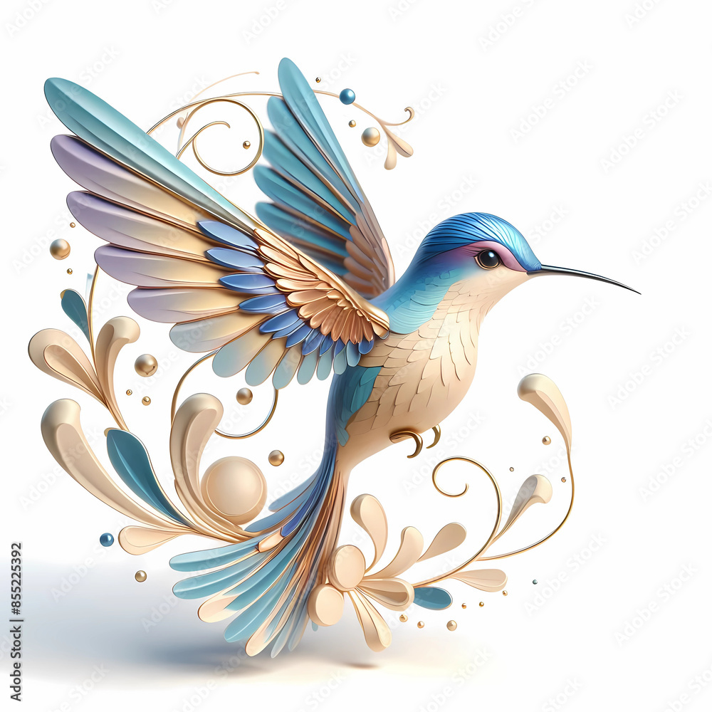 Fototapeta premium 3d type of elegant real-life hummingbird 3d image 