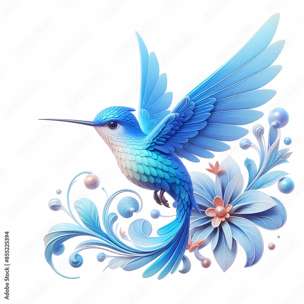 Obraz premium 3d type of elegant real-life hummingbird 3d image