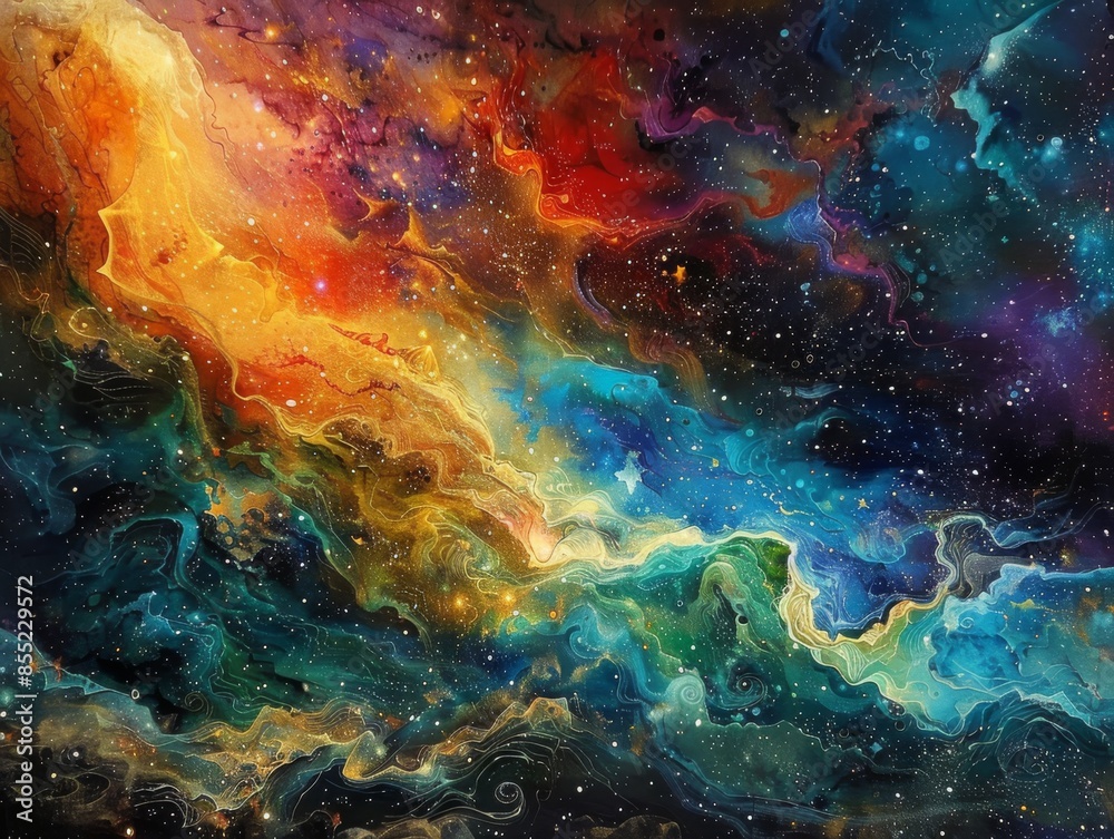 Cosmic NebulaSwirling Gases and Vibrant Colors in Space ViewingEarth Cosmic NebulaSwirling Gases and Vibrant Colors in Space ViewingEarth
