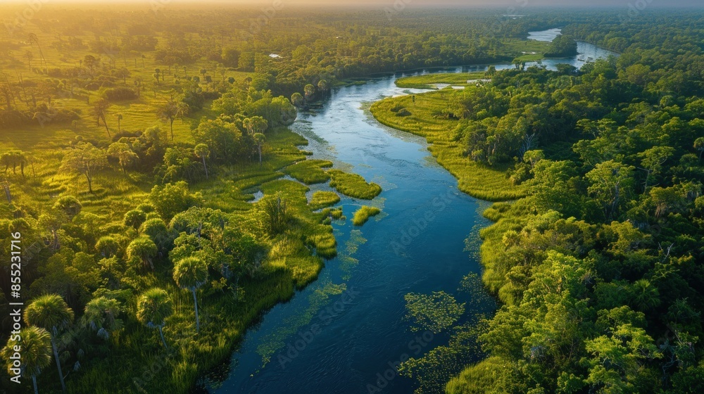 Bird's-eye view of the Everglades National Park's unique ecosystem Bird's-eye view of the Everglades National Park's unique ecosystem