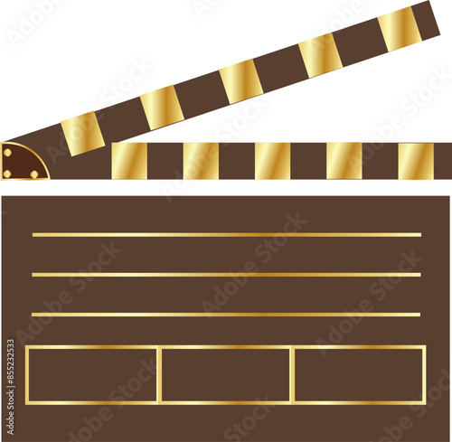 brown and gold clapperboard