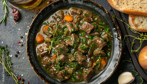 Wild ragout of tarragon on plate