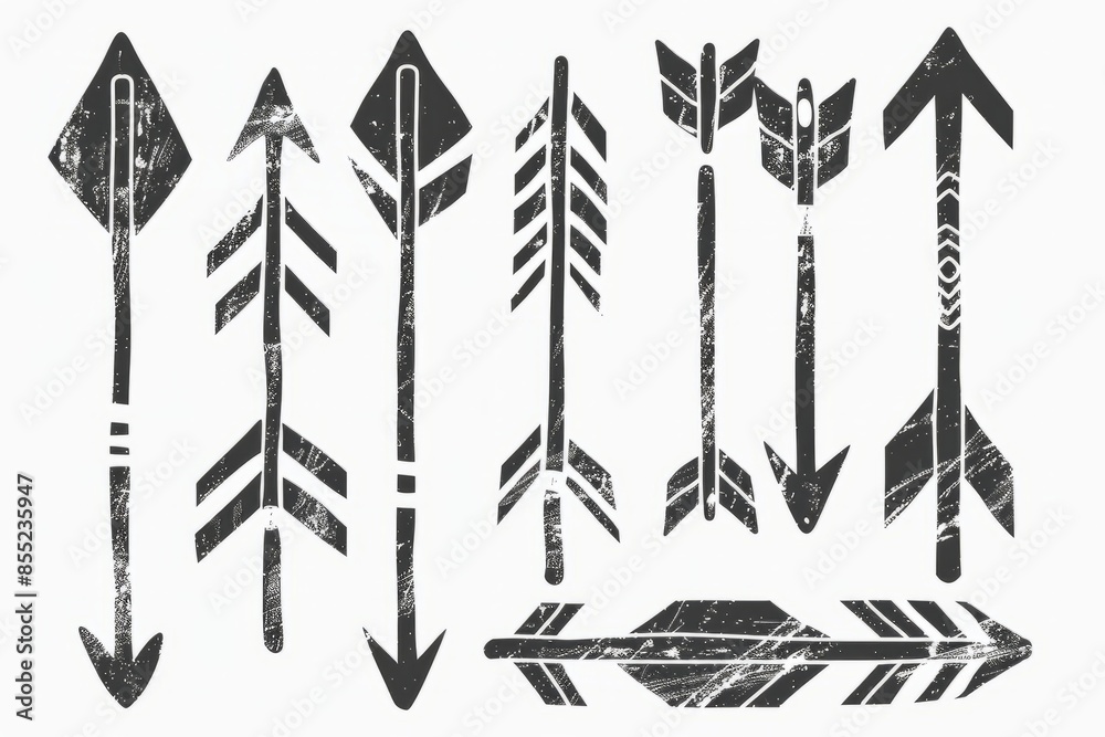 Collection hand drawn arrows. Set simple arrows isolated on white background. Arrow mark icons. Arrow paint - stock vector.