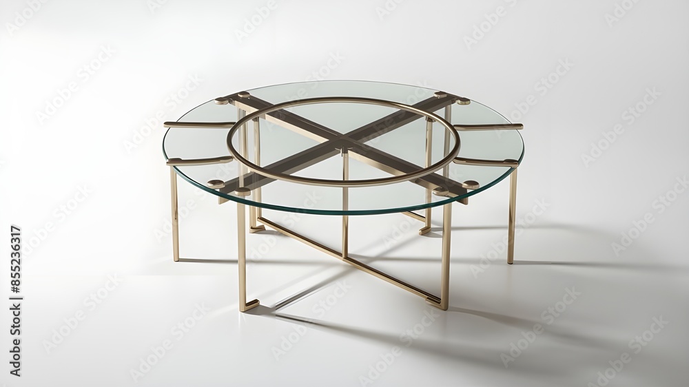 Modern Glass Round Dining Table Isolated 3D Illustration