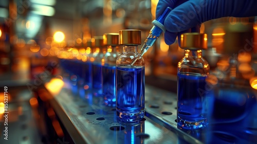 Doctor holding test tube with sample for analysis in laboratory, closeup © Dmitrii