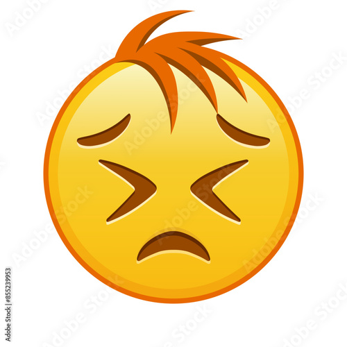 Persistent facial expression face Large size of yellow emoji smile with hair