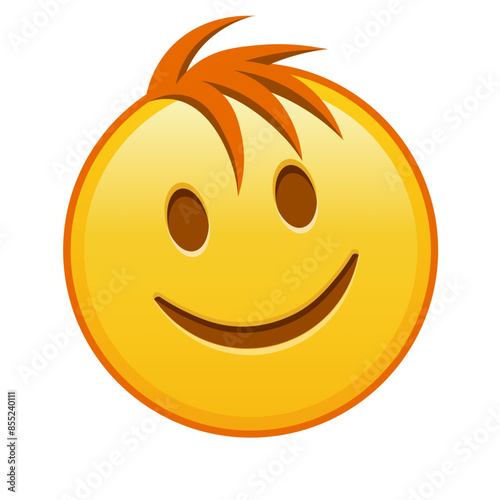 Slightly smiling face Large size of yellow emoji smile with hair