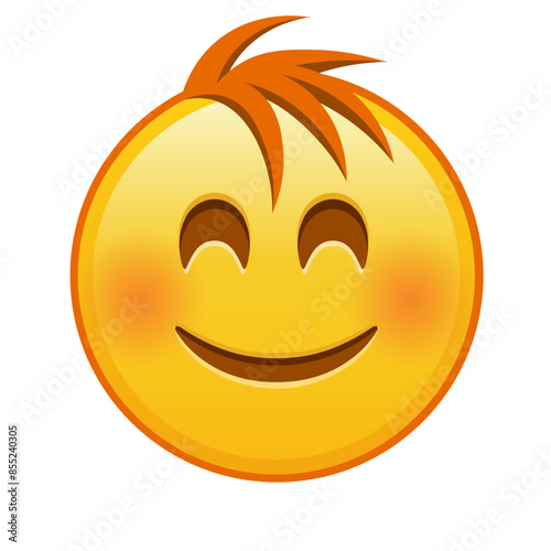Smiling face with laughing eyes Large size of yellow emoji smile with hair