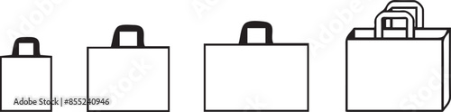 Set of square format shopping bags, paper - pvc - plastic bag icon