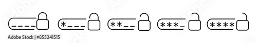 Password icon black vector illustration. Password pin code icons for login. Data protection with padlock