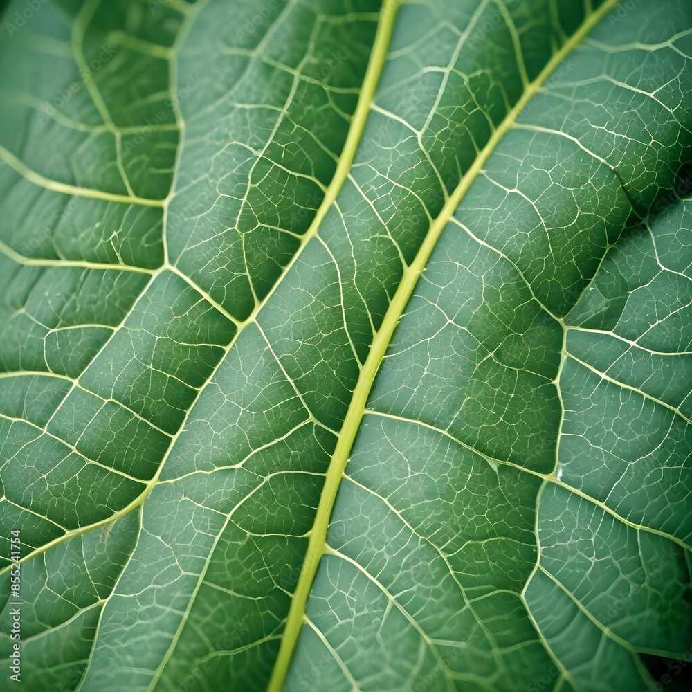 Abstract close-up image of a verdant, green leaf, meticulously capturing the intricate network of veins and the translucent, tactile surface. Abstract close-up image of a verdant, green leaf, meticulously capturing the intricate network of veins and the translucent, tactile surface.