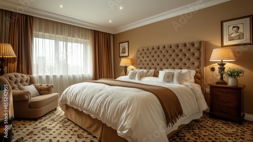 Spacious Bedroom With Large Bed and Chair